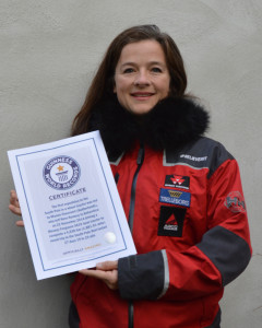 Manon Ossevoort, AKA Tractor Girl, is proud to receive her Guinness Book of World Records Certificate confirming Antarctica2 as the first expedition to the South Pole in a wheeled tractor