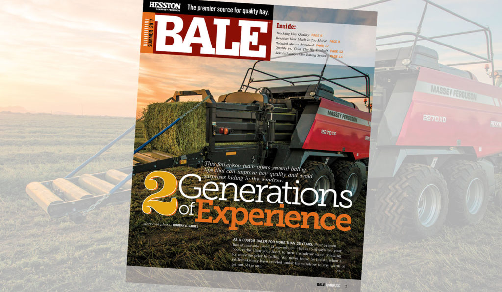 Cover of the Summer 2017 issue of BALE magazine with hay baler image.