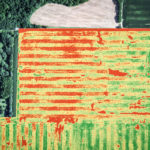 Aerial photo of a farm that shows the NDVI multispectral data.