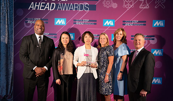 From L: Director, HR Talent Management, Diversity & Inclusion Eric Haggard; Senior Manager, Talent Management APA Jessie He; Manager, Production, AGCO Power Jane Song; SVP, Global Business Services Lucinda Smith; VP, HR, APA and Global Programs Lauri Lipka; SVP, General Manager, APA Gary Collar. Photo by David Bohrer/National Association of Manufacturers